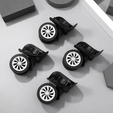 4 Piece Universal Luggage Wheels Replacement Kit For Suitcases, 360 Degree Silent Swivel Casters, Easy Install Rubber Rollers