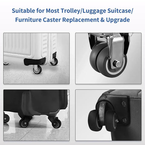 Eight Pack Luggage Wheels Replacement Set Compatible with Most Suitcases Spinners Rolling Duffels and Carry Ons