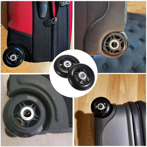 75mm x 23mm Luggage Wheels Replacements Set of 2 Mute Suitcase Replacement Wheels with Black Screws Axles Bearings installed