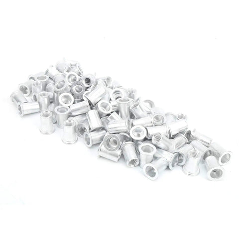 M10 Aluminum Pull Riveting Nuts Flat Head For Tight Spaces 100 Pcs Set WJ30045 spread on a flat surface