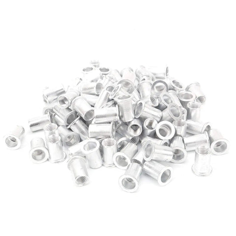 M10 100 Pcs Aluminum Flat Head Pull Riveting Nuts Set for Vertical Hardware Accessories Riveting Nuts Aluminum Fasteners WJ30045