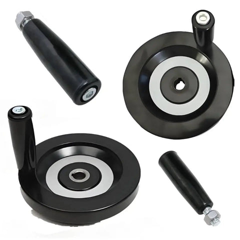 Revolving Steel Machine Handle M10 Thread Black Lathe Handle With Nut Hand Wheel Accessory for lathes and milling machines