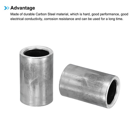 Six Pack M10 Steel Spacers 10mm ID 14mm OD 20mm Length Heavy Duty Carbon Steel Standoff for 2 Inch or M10 Bolts, side view