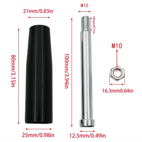 Two Pack M10 Revolving Hand Knob With Plastic Housing And Metal Nut For Lathe Tailstock Table Saw, showing dimensions and components