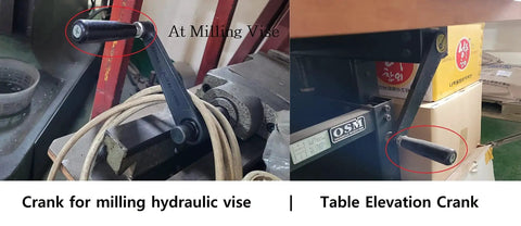 Large Revolving M10 Replacement Handle With P1.5 Thread Four Inch Length Crank Grip Knob on milling vise and table saw elevation crank.