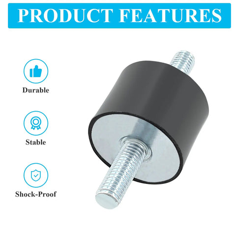 Four Pcs M10 Rubber Shock Absorber Anti Vibration Isolator Mounts For Diesel Engines Harvester And Generator Durable Noise Dampening Heavy Duty Engine Mounts For Smooth Operation shown with product features