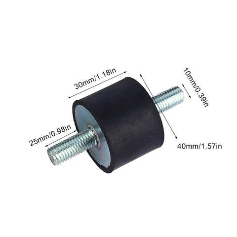 M10 Rubber Vibration Isolator Mounts 40x30 for air compressor pumps, anti vibration shock damper with threaded ends, side view.