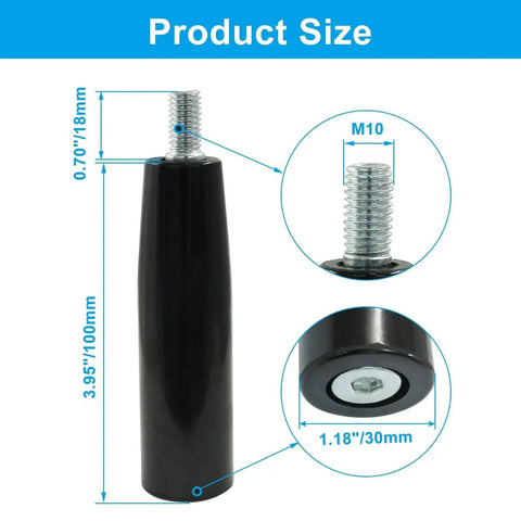 Revolving Handwheel Machine Handle With M10 X 100 MM Thread Rotating Grip for Lathe Machines shown with product size details