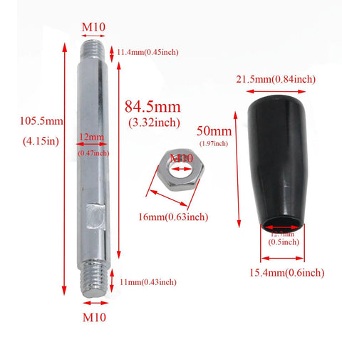 Revolving Handles Grip For Lathe And Trailer Jack M10 Threaded Handle Crank Handwheels With Nuts 2 Pack dimensions diagram