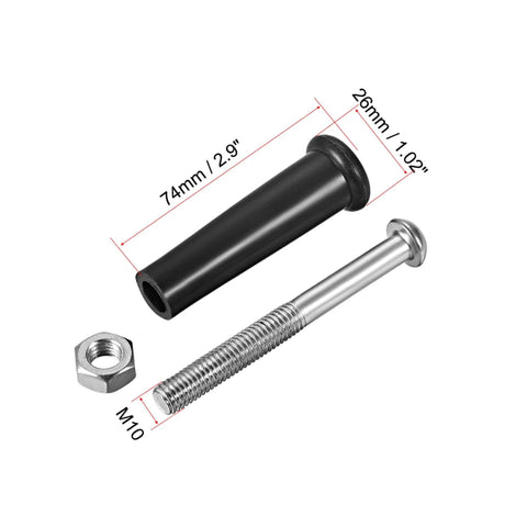 M10x50mm Threaded Revolving Handle Knobs 2 Pack Clamping Handles, showing black knob and threaded metal rod with dimensions