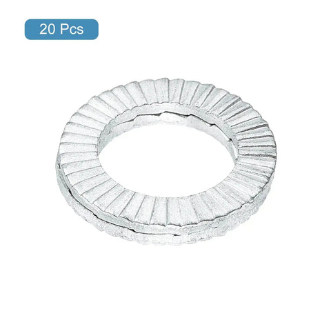 M10 Wedge Locking Washers for Bolts, Manganese Steel, 20 Pcs, DIN 25201 in a close-up view, showcasing the ridged surface.