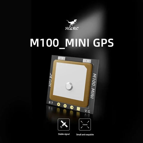 Mini M100 GPS Module For UBLOX Compatible With 2-7 Inch FPV Racing Drones, showing ceramic antenna and indicators.