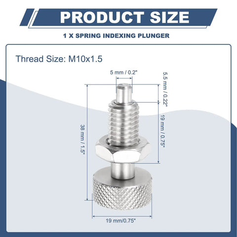 Heavy Duty Spring Plunger With Knurled Handle M10x1.5 Spring Return Knob Plunger 304 Stainless Steel Retractable Index Plunger