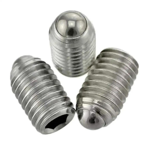 Close-up of Stainless Steel M10 x 16mm Hex Socket Spring Ball Point Grub Screws SUS304 10 Pieces Inner Hex Drive Rust Resistant