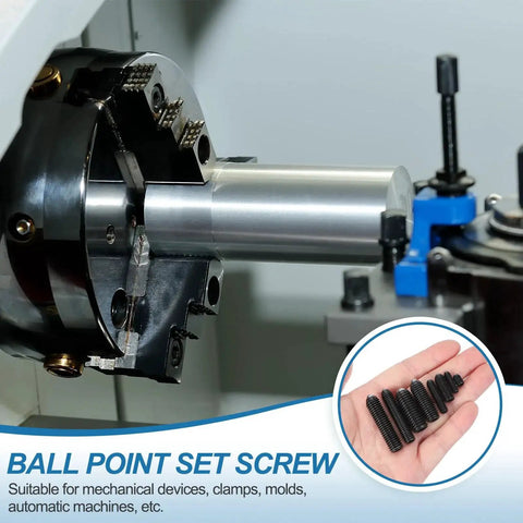 M10x35mm Ball Point Set Screws 10 Pcs Carbon Steel Hex Socket Spring Plungers Grub Screws in industrial machinery.
