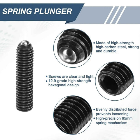 5 Pack M10 X 40mm Screw Thread Ball Plungers With Hex Socket High Carbon Steel Spring Plungers For Lubrication And Pneumatic Tools