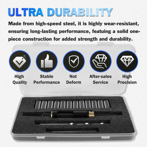 M11X1.5 Head Bolt Thread Repair Kit 35119S with steel inserts in clear case showcasing durability features for multiple engines.