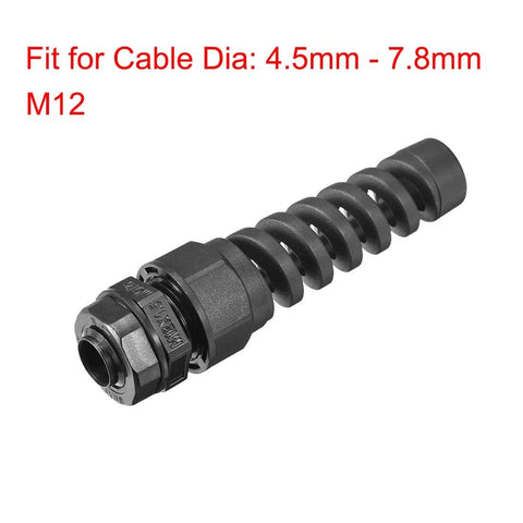 Waterproof M12 Cable Gland With Strain Relief Nylon Joint Adjustable Locknut For 4.5 To 7.8 Mm Wire Diameter IP68 Dustproof