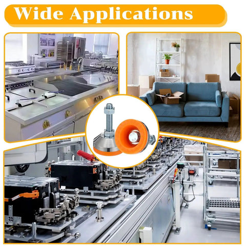 Applications for Tough As Nails M12 Thread Leveling Feet With 2.28 In Diameter Base in kitchens, living rooms, and factories.