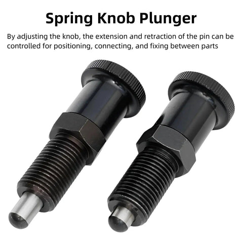2 Pack Push Fit Ball Nose Spring Plungers With M12x1.5 Threads, Steel Retractable Return Knob Plungers, close-up view