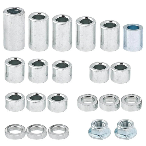 22 Pieces M12 Industrial Steel Spacer Sleeve Bushings Kit For 12mm Axle With M12 Lock Nut 316 Stainless Steel Rust Resistant