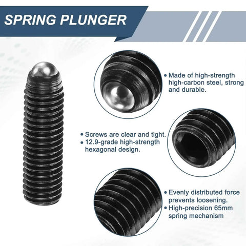 10 Pcs M12 X 40mm Screw Thread Ball Plunger High Carbon Steel Hex Socket Spring Plunger For Lubrication And Pneumatic Tools