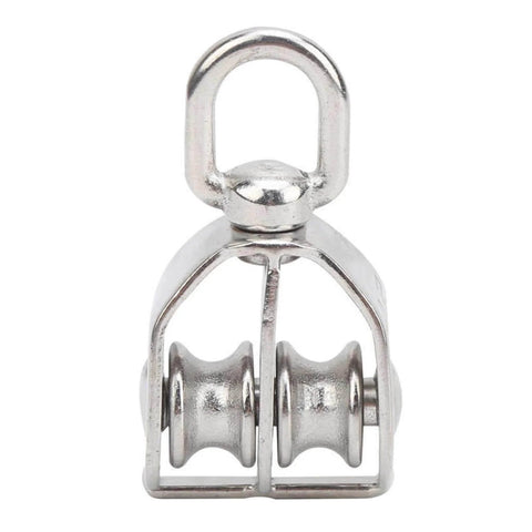 10Pcs M15 Pulley Block 304 Stainless Steel Heavy Duty Traction Wheel Single/Double Wheel Lifting Rope Block(Single)