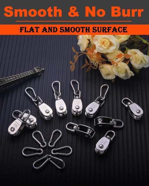 ✝️ 5 Pcs M15 Single Pulley Block, 304 Stainless Steel Lifting Crane Pulley, Wire Rope Hanging Pulley Wheel, with 5 Pcs Spring Snap Hook