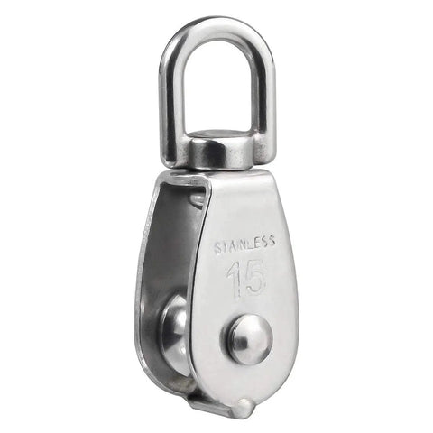 M15 Single Pulley Snatch Block With Swivel Hook For Lifting And Crane Hoisting, 304 Stainless Steel Corrosion Resistant