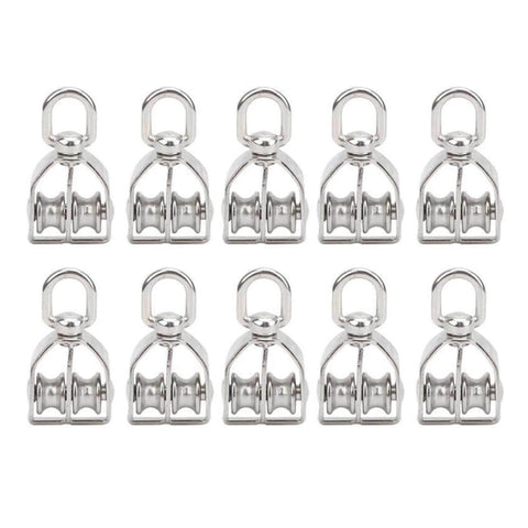 10Pcs M15 Pulley Block 304 Stainless Steel Heavy Duty Traction Wheel Single/Double Wheel Lifting Rope Block Wholesale(Single)
