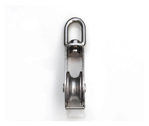 M15 stainless steel double-sheave pulley block with swivel top for rope & cord systems, corrosion-resistant 304 stainless steel