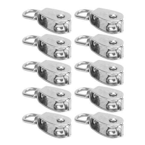 10Pcs M15 Pulley Block 304 Stainless Steel Heavy Duty Traction Wheel Single/Double Wheel Lifting Rope Block Wholesale(Single)