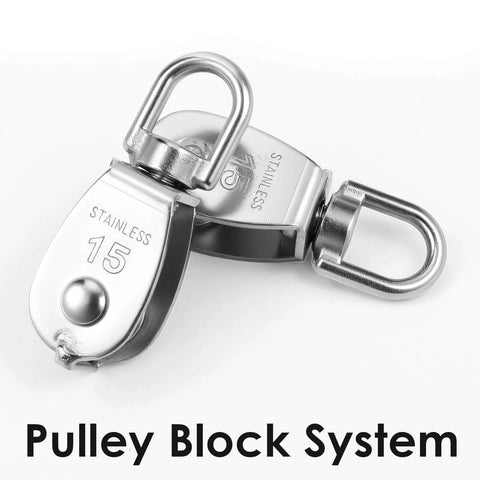 12 Pack M15 Pulleys for Rope, 304 Stainless Steel Wire Rope Cable Pulley, Heavy Duty Swivel Pulley Wheel Hanging Wire Towing Wheel for Lifting