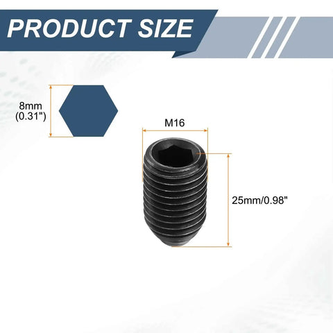 10 Pack M16 25mm Screw Thread Ball Plungers With Hex Socket High Carbon Steel Construction For Lubrication And Pneumatic Tools Black Finish