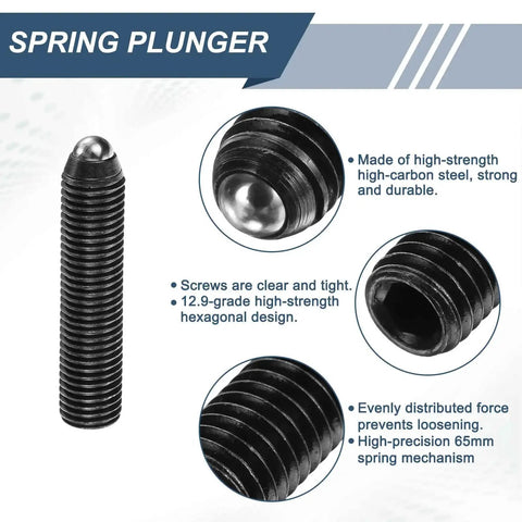 M16 Thread Ball Plunger 70mm Overall Length Hex Socket Spring Plunger 8mm Ball Diameter 8mm Exposed Tip 2mm Spring Force