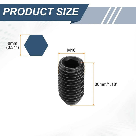 10 Pieces M16 X 30mm Screw Thread Ball Plungers With Hex Socket High Carbon Steel Construction Spring Plungers For Lubrication And Pneumatic Tool Assemblies Black Finish Load Capacity 40 To 120 N.