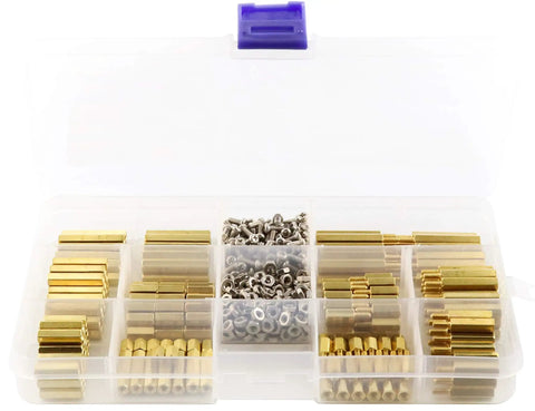 290 Piece M2.5 Hex Brass Spacer Standoff Kit With Screws And Nuts For Motherboard And Electronics Copper Yellow And Stainless Steel Assortment
