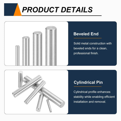 Product details of 50Pcs M2 Dowel Pins 2mm by 30mm Stainless Steel 304 with beveled ends and cylindrical profile for DIY projects.