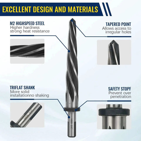 Features of 5 Piece M2 HSS Taper Chucking Reamer Set With Sizes One Inch Three Quarter Inch Five Eighth Inch Half Inch Three Eighth Inch And Shank Type Half Inch Three Flat Round For Bridge Construction