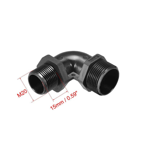 M20 Cable Gland 90 Degree Waterproof IP68 Nylon Junction With Strain Relief And Adjustable Locknut For 9 To 14 Mm Cable Diameter