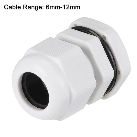 M20 Cable Gland 6mm To 12mm Waterproof Nylon Joint With Adjustable Locknut And Washer White Pack Of 20 For Enclosures And Electrical Boxes Indoor Outdoor Use Easy To Install No Disassembly Needed