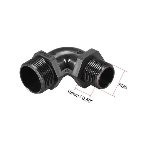 90 Degree M20 Cable Gland Waterproof IP68 Nylon Joint With Adjustable Locknut, Fits 9mm to 14mm Cable Diameter, Dust Proof Joint