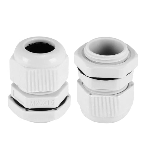 4 Pack M20 Cable Gland Waterproof Plastic Adjustable Connector Kit For 6 To 12mm Diameter Cables White Gland Fittings set