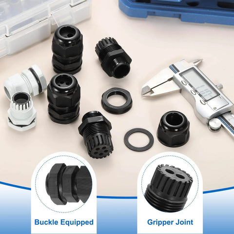 4 Pack M20 Cable Gland Waterproof Nylon Joint With 5 To 6mm 2 Wire Holes For Easy Cable Fixing And Wiring Gland Replacement For Electrical Boxes Panels And Appliances Black.