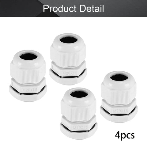 4 Pack M20 Cable Gland Waterproof Plastic Adjustable Connector Kit For 6 To 12mm Diameter Cables White Gland Fittings