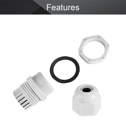 4 Pack M20 Cable Gland Waterproof Plastic Adjustable Connector Kit For 6 To 12mm Diameter Cables White Gland Fittings