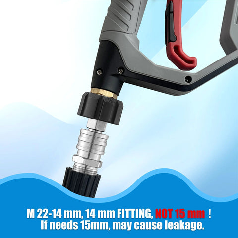 Stainless steel pressure washer adapter set, gun-to-wand M22 to 1/4 in quick-connect, 4 pcs
