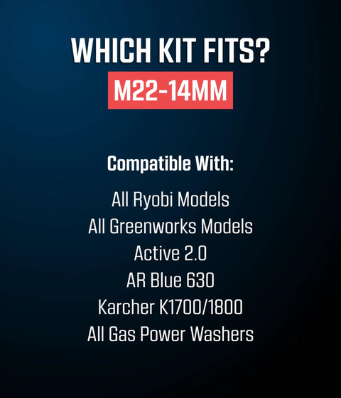 Compatibility list for Heavy Duty M22 To Three Eighth Inch Quick Disconnect Kit For Pressure Washers Stainless Steel Quick Connect Adapters