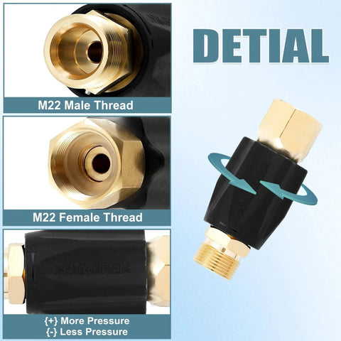 Adjustable Pressure Regulator For Pressure Washer With M22 Connector Up To 4000 PSI Dial In Exact Water Pressure Detail View