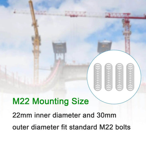 Achieve precise mounting and spacing with a 48-piece M22 flat shim set for mechanical assemblies, shown with bridge background.